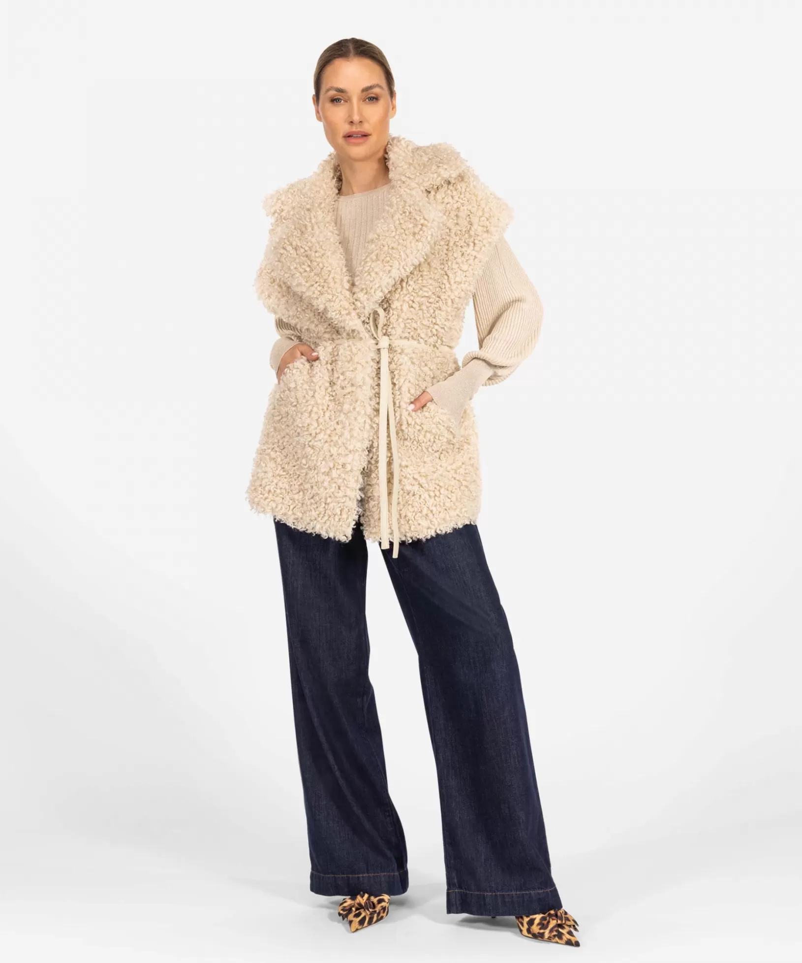 IBANA Faux Fur | Gilet<Cilka - teddy | Beige Coco White