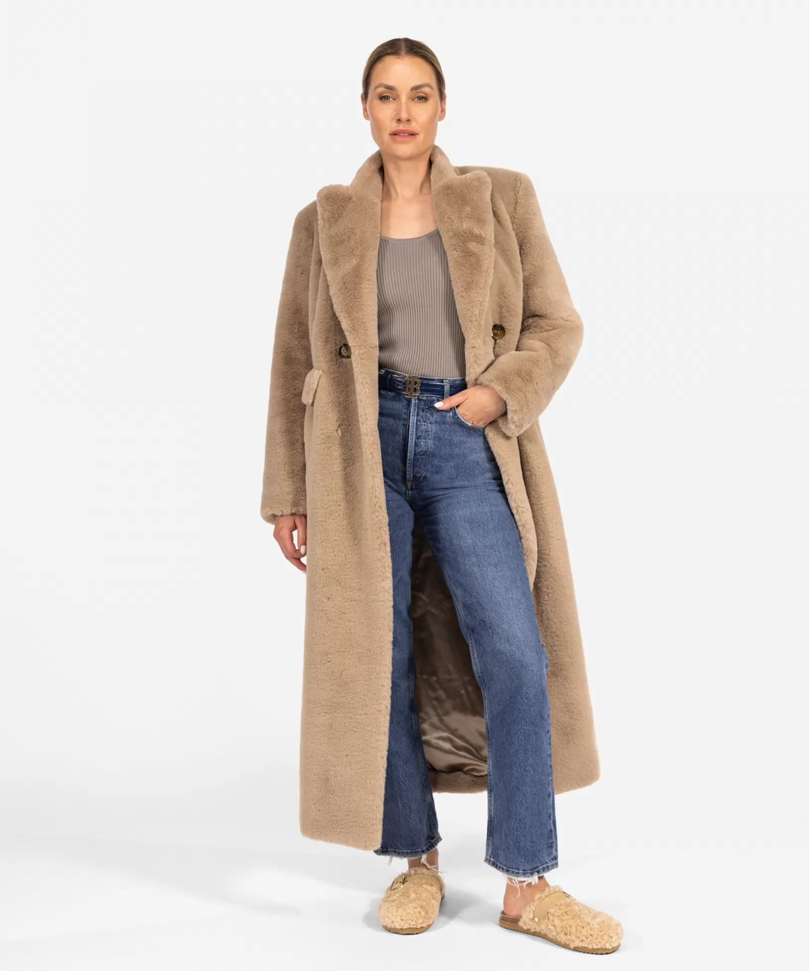 IBANA Faux Fur<Clara | Beige Classic Grey