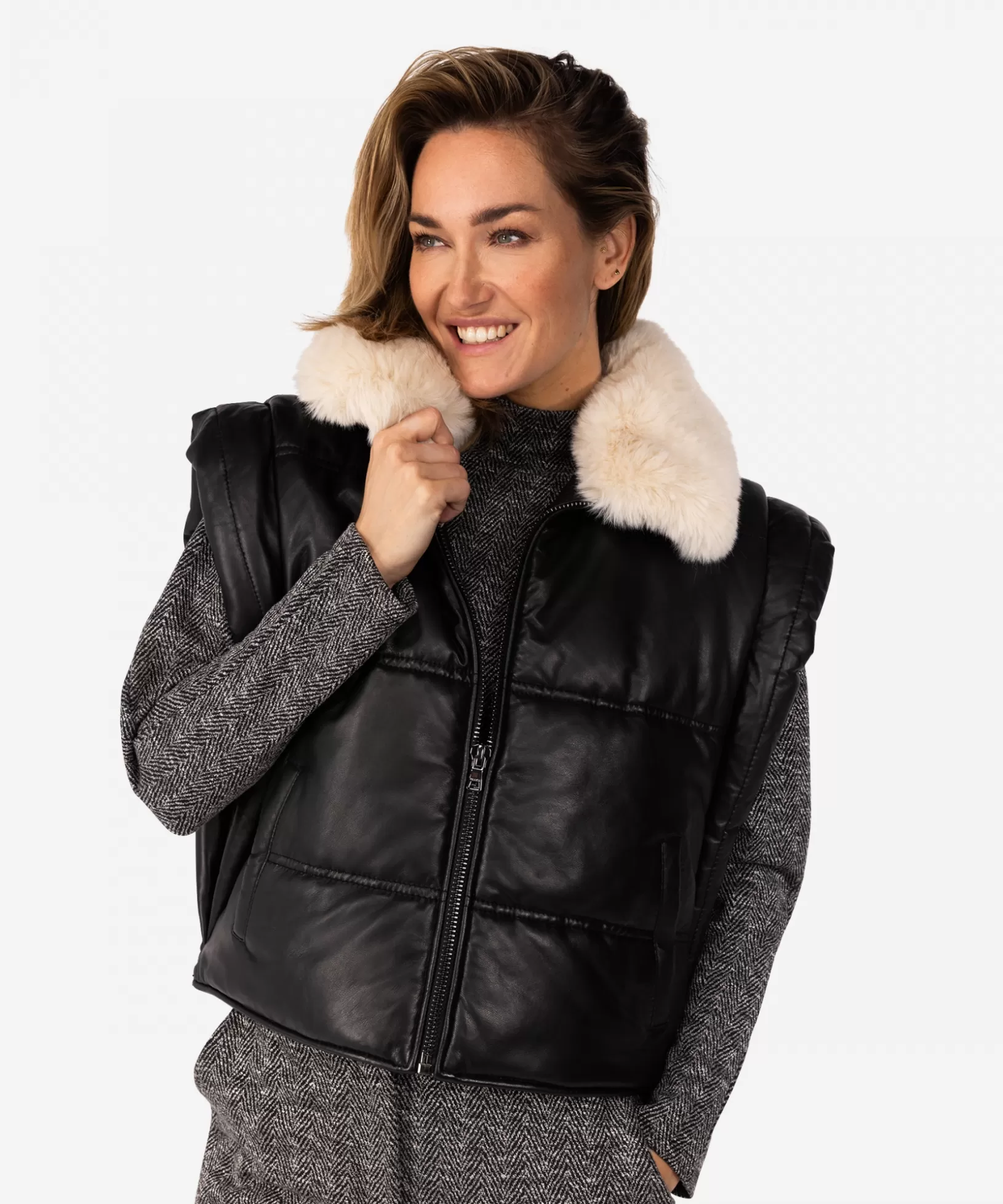 IBANA Gilet | Gewatteerd<Joelle | Black Classic Grey