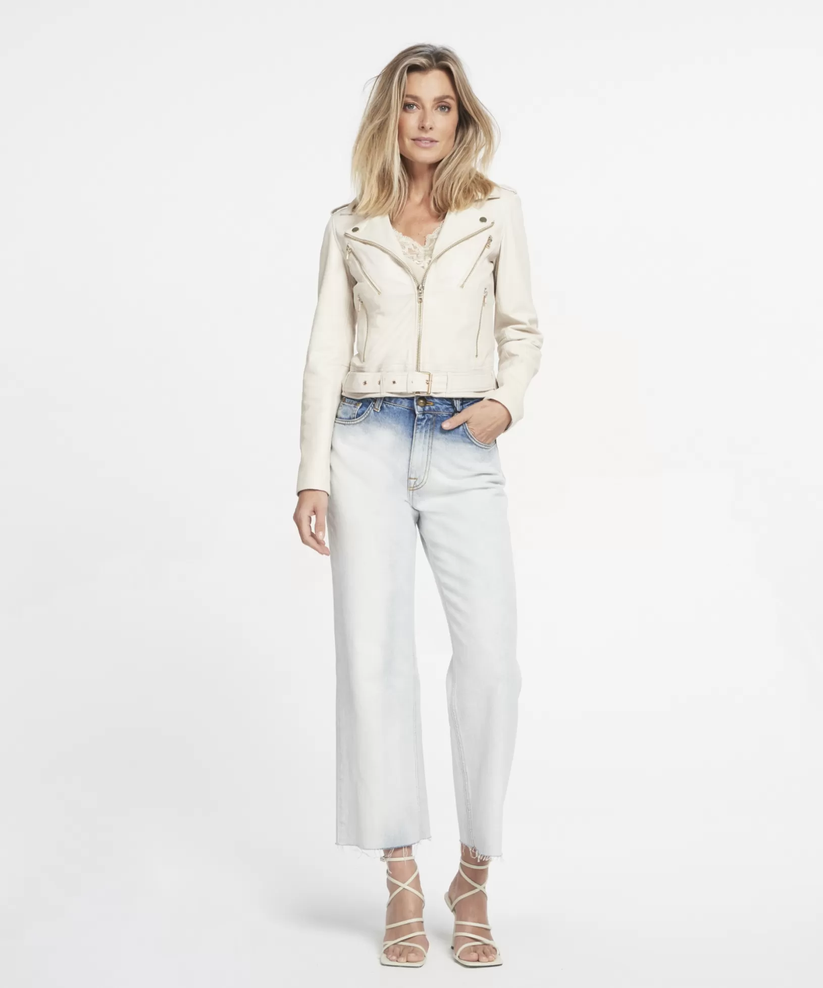 IBANA Leren Jassen<MOSS | WHITE LINEN