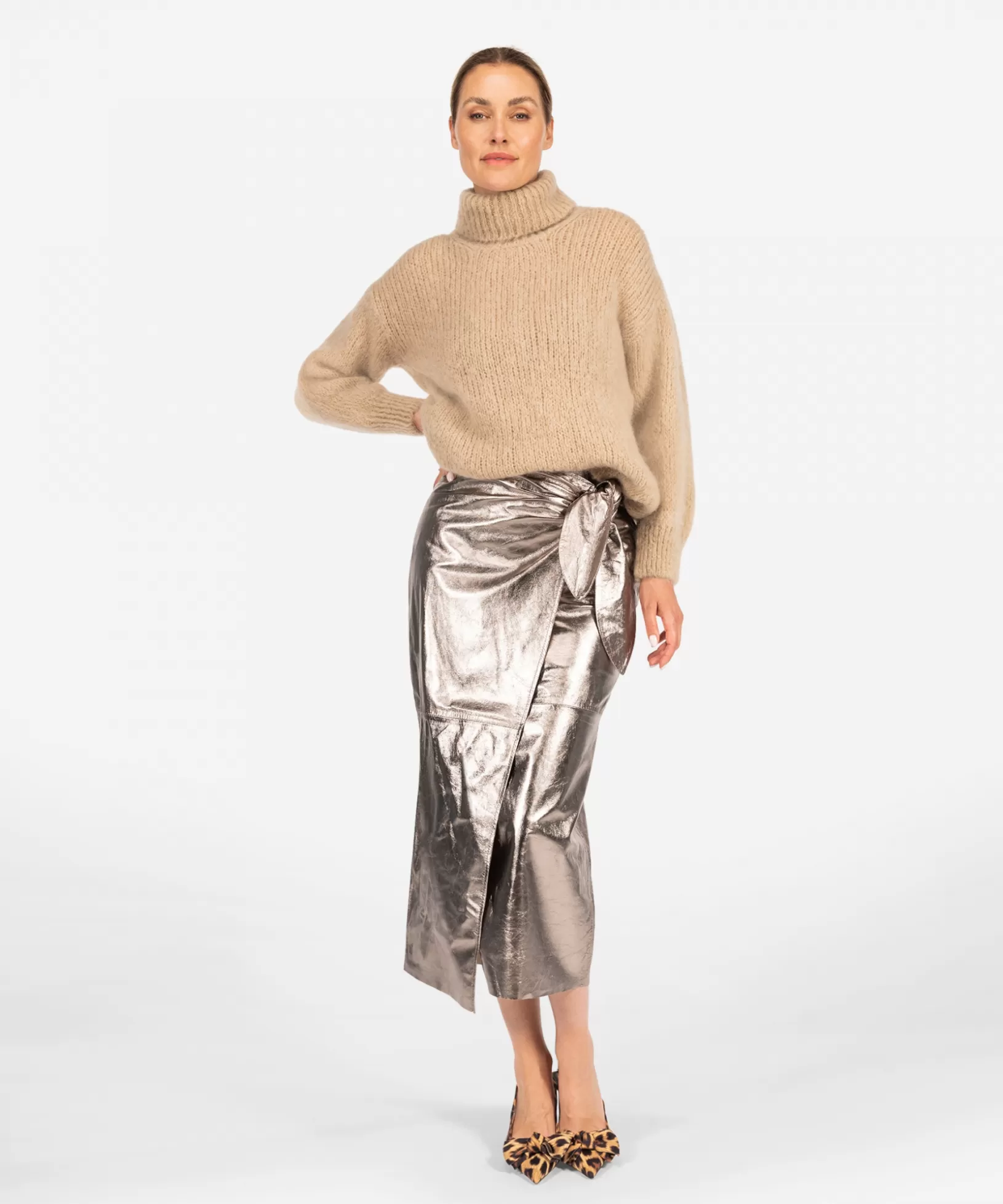 IBANA Maxi Shorts En Rokken | Leren Shorts En Rokken<Siara Metallic | Classic Grey Beige