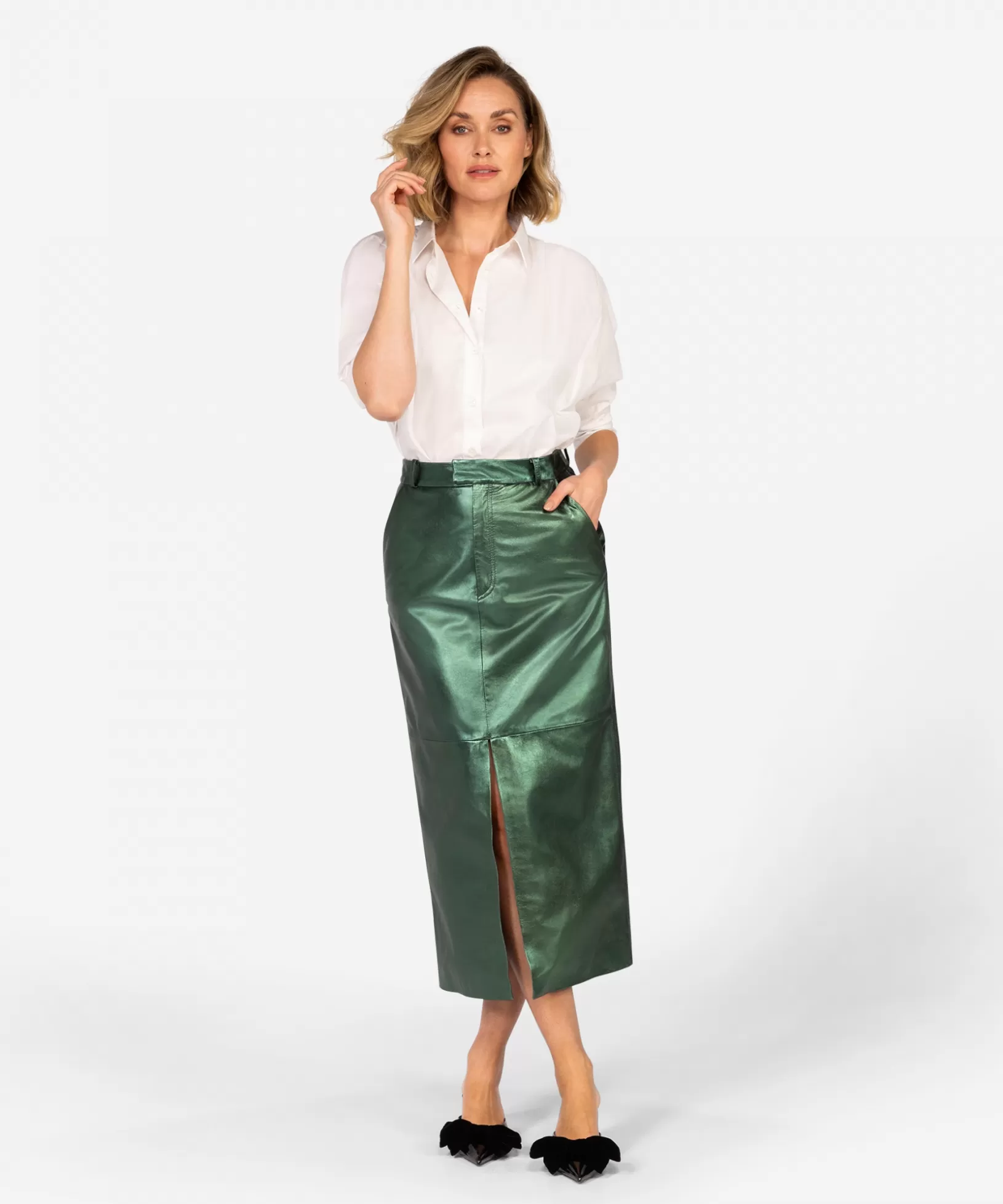 IBANA Maxi Shorts En Rokken | Leren Shorts En Rokken<Steva Metallic | Shagreen White