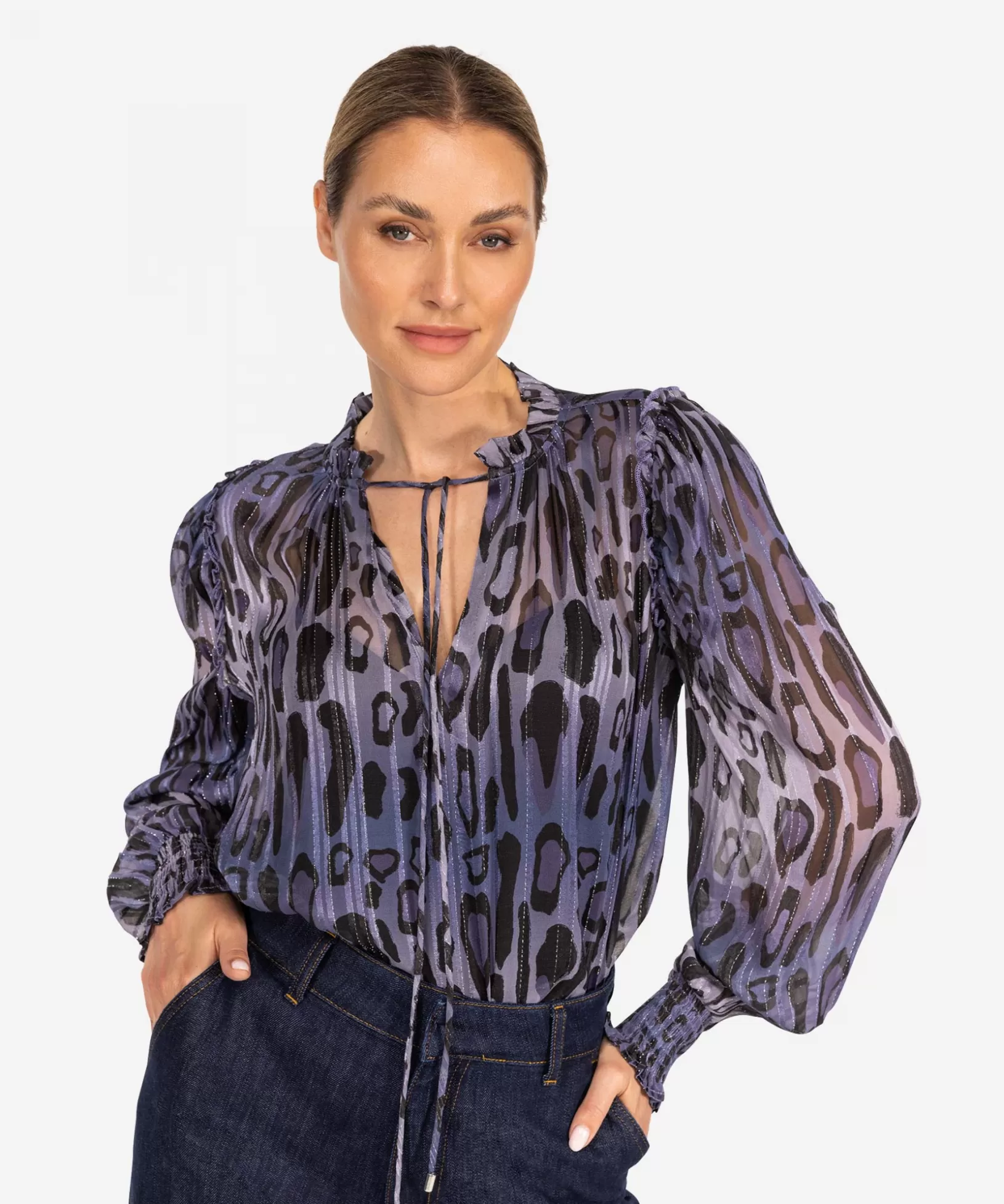 IBANA Blouses | Tops<Tava Lurex | Leopard Blue